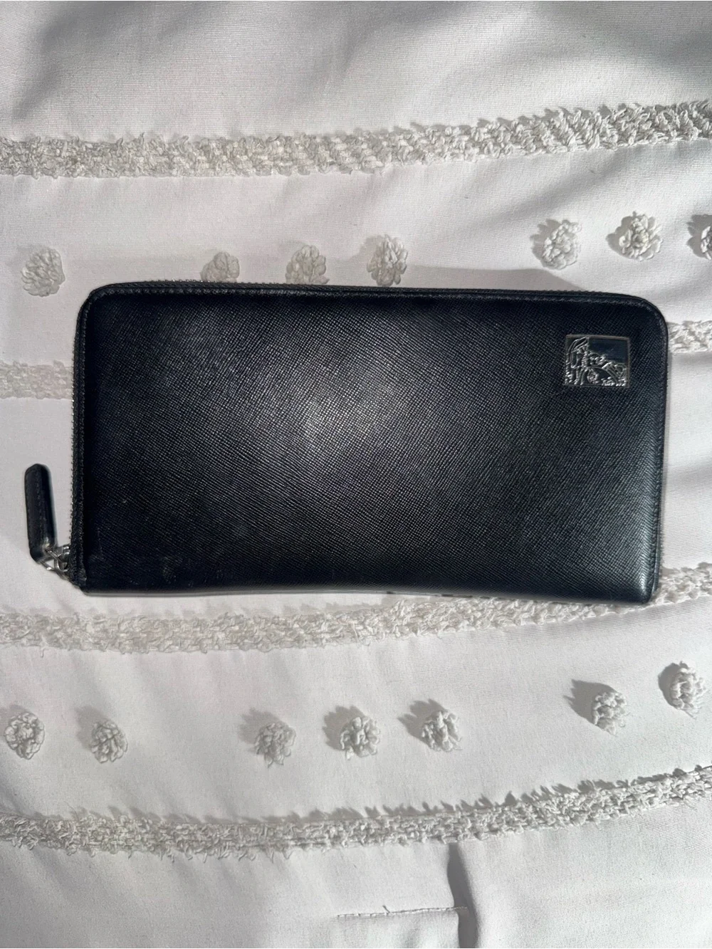 Versace Collection Black Zip-Around Leather Wallet